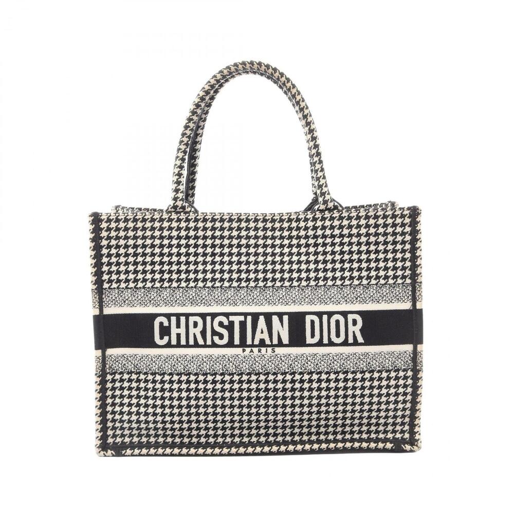 Christian Dior Dior Book Tote Medium Houndstooth Bag Handbag Canvas Women's B...